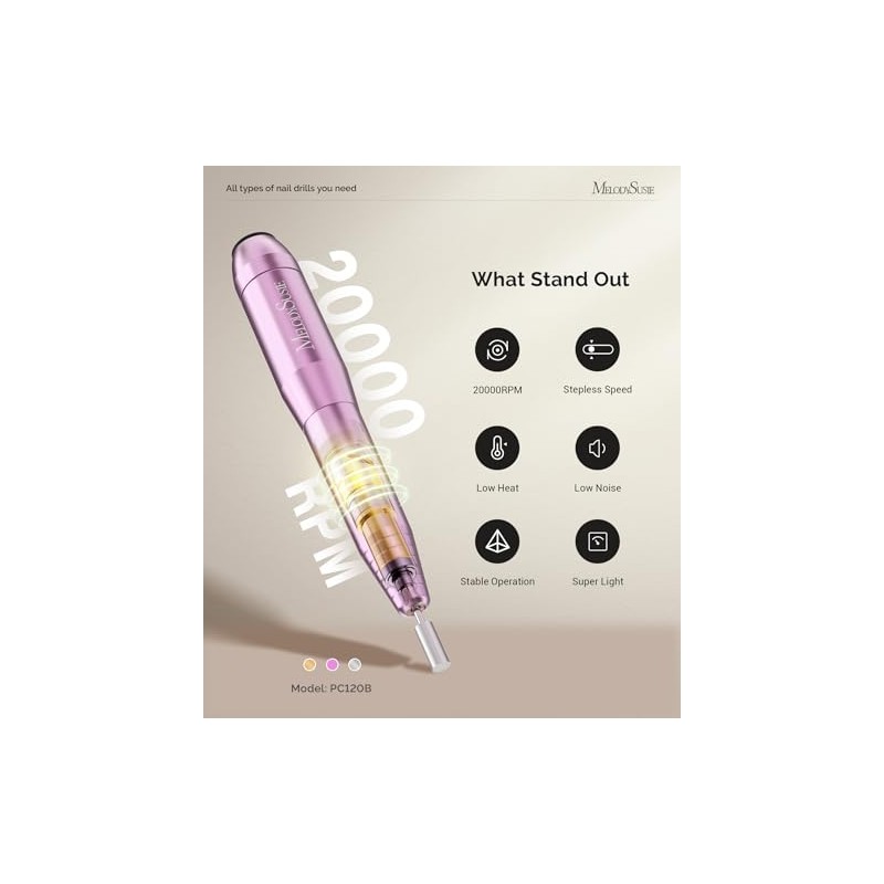 MelodySusie Portable Electric Nail Drill - Professional Nail File Kit