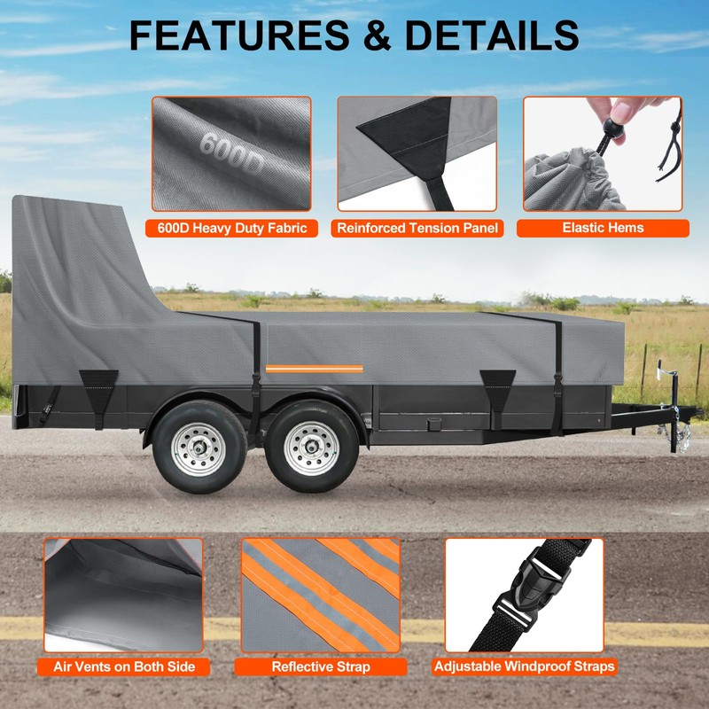 6 x 10 All-Weather Protection Utility Trailer Cover, Light Gray