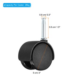 PATIKIL 2 Inch Swivel Stem Casters, 6 Pack Nylon 360 Degree Insert Swivel Stem Wheels for Chair Shelf Furniture Replacement, Black