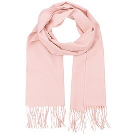D&Y Unisex Classic Softer Than Cashmere Plain Fringe End Scarf, Light Pink