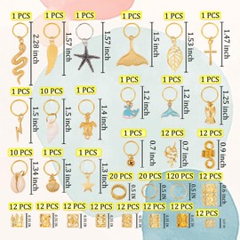 Leeven 314 Pcs Gold Hair Jewelry for Braids, Locs Jewelry for Hair Dreadlock Charms Rings Cuffs Clips