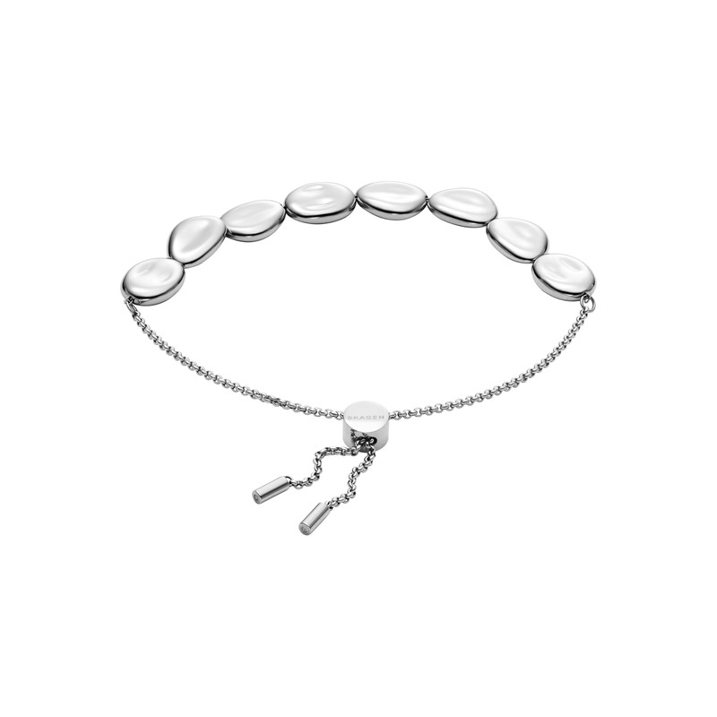 Skagen Women's Anja Pebble Silver Stainless Steel Beaded Station Bracelet