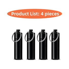 OMO 2nd Generation Small Bottle Aluminum Alloy Pill Box Small Pill Case (4 Pieces) (Black)