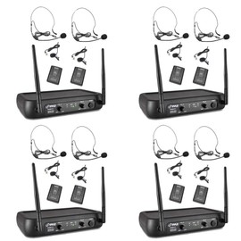 Pyle Pro Bodypacks, Lavaliers, Headsets VHF Wireless Microphone System (4 Pack)