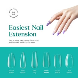 beetles Gel Polish Beetles Gel Nail Kit Nail Tips 500Pcs Medium Coffin Pre Shaped Clear Full Cover False Nails for Gel Art Polish Soak Off Lamp Easy Nail Extensions Acrylic False Press on Nail Tips