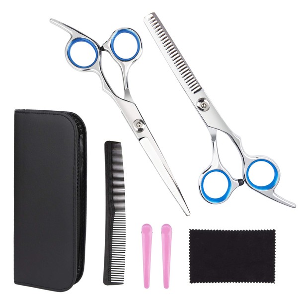 Hair Scissors Set Professional Hairdressing Scissors Stainless Steel Sharp Hair Cutting Scissors Thinning Scissors for Families, Salons and Hairdressers