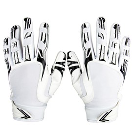 Pure Athlete Football Wide Receiver Gloves - Elite Sticky Grip Gloves, Drip Gear for WR and Defensive Backs - Adult, Youth, Men and Boys (White, Adult Medium)