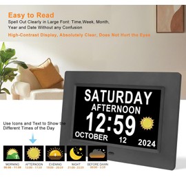 SSINI Digital Calendar Dementia Alarm Clock with Day and Date for Elderly - 1...