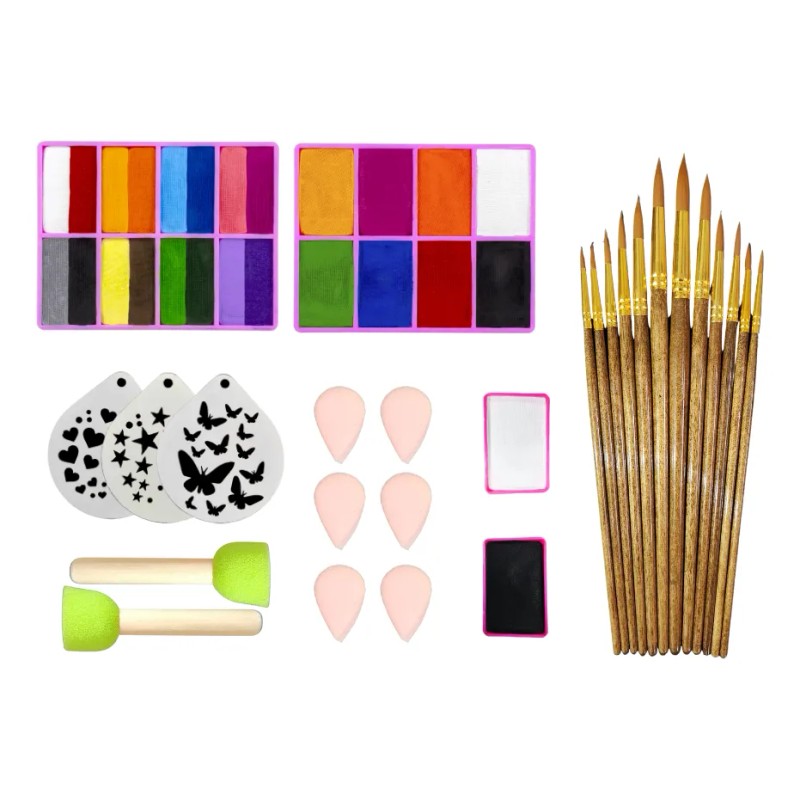 Colibrix Maquillaje Corporal Base Agua Kit Con Pinceles Pro