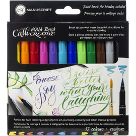 Manuscript CalliCreative Aqua Brush Markers 12/Pkg-Assorted Colors