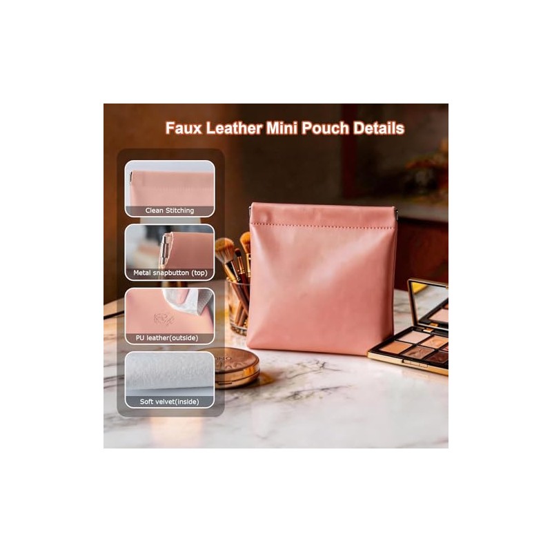Pequeña bolsa de maquillaje para bolso, negro+blanco+rosa+púrpura+caqui+verde