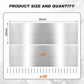 Fabbay 2 Pieces Door Kick Plate Kick Plates Aluminum Plate for Decor Avoid The Door from Kicking(10 x 30 Inches,Silver)