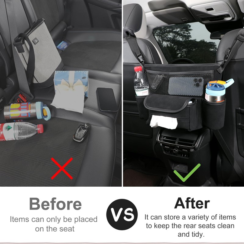 Sancaral Leather Car Seat Organizer for Handbag/Purse – Fits Between