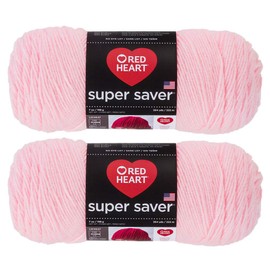 Red Heart Super Saver Bulk Buy (2-Pack) (Baby Pink, 7 oz Each Skein)