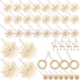 infactory 44-teiliges Strohschmuck-Set für den Weihnachtsbaum, 7 Formen