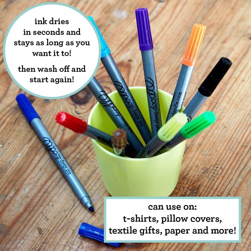 eatsleepdoodle Artist Set of 20 Original Doodle wash-Out Fabric pens