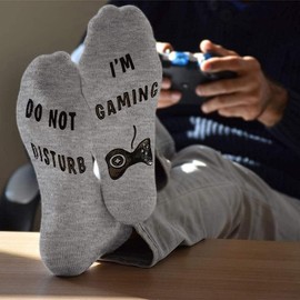 LICHUANUK Funny Socks, Gifts for Men, Son and Dad, I'm Playing Fortnite, Funny Gift, Grey, gray