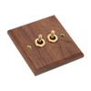 Double Toggle Switch Retro Walnut Wood Wall Mount Panel with