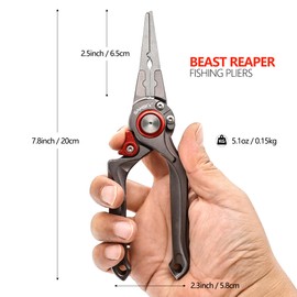 SAMSFX Fishing Pliers, Muti-Function Fly Fishing Tools, 8" Saltwater Resistant Gear Hook Remover Split Ring Tungsten Cutters, with Lanyard & Sheath (Red Fishing Pliers with Dehook)