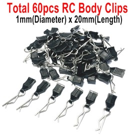 ZQToday 60PCS 1mm RC Body Clips with Pull Tabs for All 1/12 1/14 1/16 1/18 Scale Hyper go,Redcat Traxxas HPI Himoto HSP Exceed RC Car Body Clips,for SCX24 TRX4M H165 RC Car Truck Buggy Parts