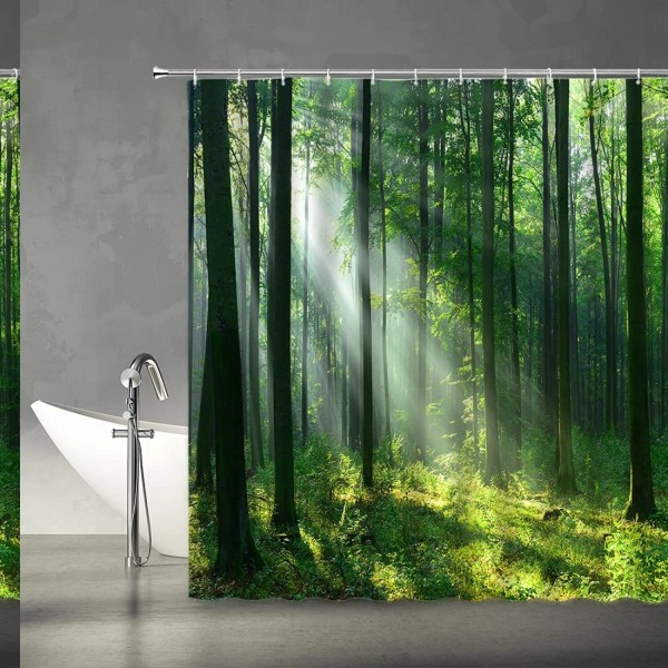 Zyntra Nova Forest Green Tree Shower Curtain 70x70 inches