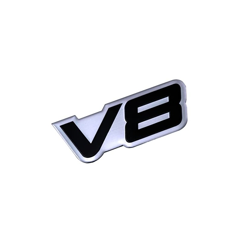 ERPART V8 Embossed Black on Silver Highly Polished Real Aluminum