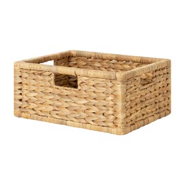 StorageWorks Large Wicker Basket for Organizing, Pantry Organizer with Built-in Hanles, Water Hyacinth Storage Basket for Shelves