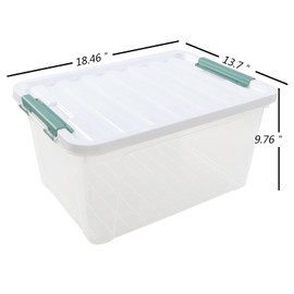 Zerdyne 35 L Clear Large Storage Box, Plastic Storage Bins, Set of 4