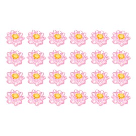 CoCud Mini Resin Flower, 0.94" Diameter, Miniature Tiny Lotus Dollhouse Transparent Magenta - (Applications: for Fairy Garden Dollhouse Party Favors Micro Landscaping) 24-Pieces