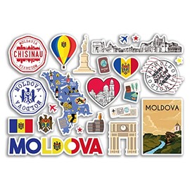 A5 Sticker Sheet Moldova Landmarks Vinyl Stickers - Chisinau Country Map Airport Stamps Skyline Flag Travel Holiday City Aesthetic #80277