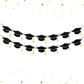 TOOYUMON Graduation Decorations 2025 - Pre-Strung Black Graduation Banners Garland, Class of 2025 Congrats Grad Banner for Congratulation Graduations High School College Grad Party Supplies