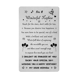 Fetiger Nephew Birthday Card, Happy Birthday Nephew, Nephew Birthday Gifts Adult, Engraved Metal Card for Nephew Birthday