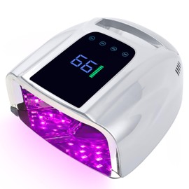 BOMOQING 96W Rechargeable UV LED Nail Lamp, Portable Cordless UV Light for Nails with LCD Display Auto Sensor, 4 Timer Setting and Smart Sensor Nail Dryer,Nail Cure Light with Removable Bottom(Sliver)