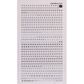 Black Transferable Letters and Numbers Letters 2,5 mm Black