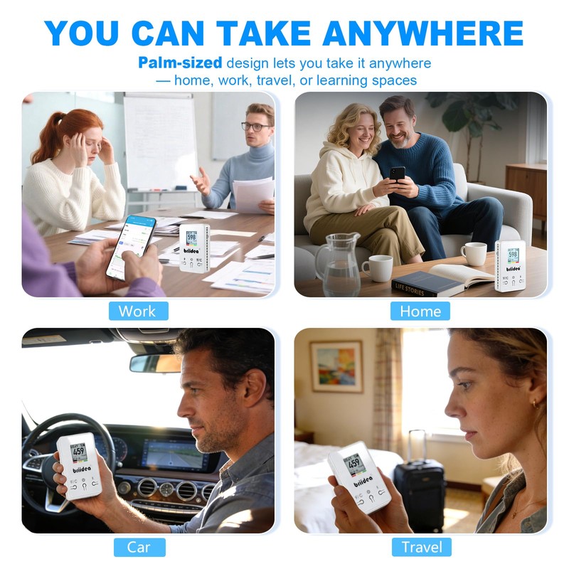 Bluetooth Portable CO2 Detector, Briidea Wireless Indoor Air Quality Monitor