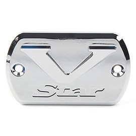 GZYF Motorcycle Front Brake Fluid Reservoir Cover Compatible with Yamaha V-Star XVS650 1998-2016, XVS950 2009-2017, XVS1100 1999-2009, XVS1300 2007-2009, Chrome