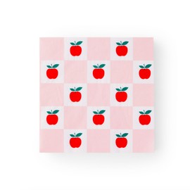 Bonjour Fête Apple Pattern Large Paper Party Napkins | 3-Ply Napkins for School Parties | Premium Lunch Napkins | Party Table Decor | Party Supplies Decorations | Pack of 20, 6.5" Folded