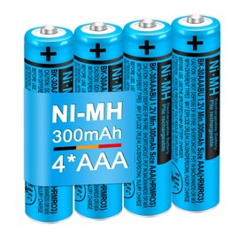 TrianglePatt 4 Pack BK-30AAABU Ni-MH AAA Rechargeable Batteries 1.2V 300mAh for Panasonic Cordless Phones, Remote Controls, and Electronics