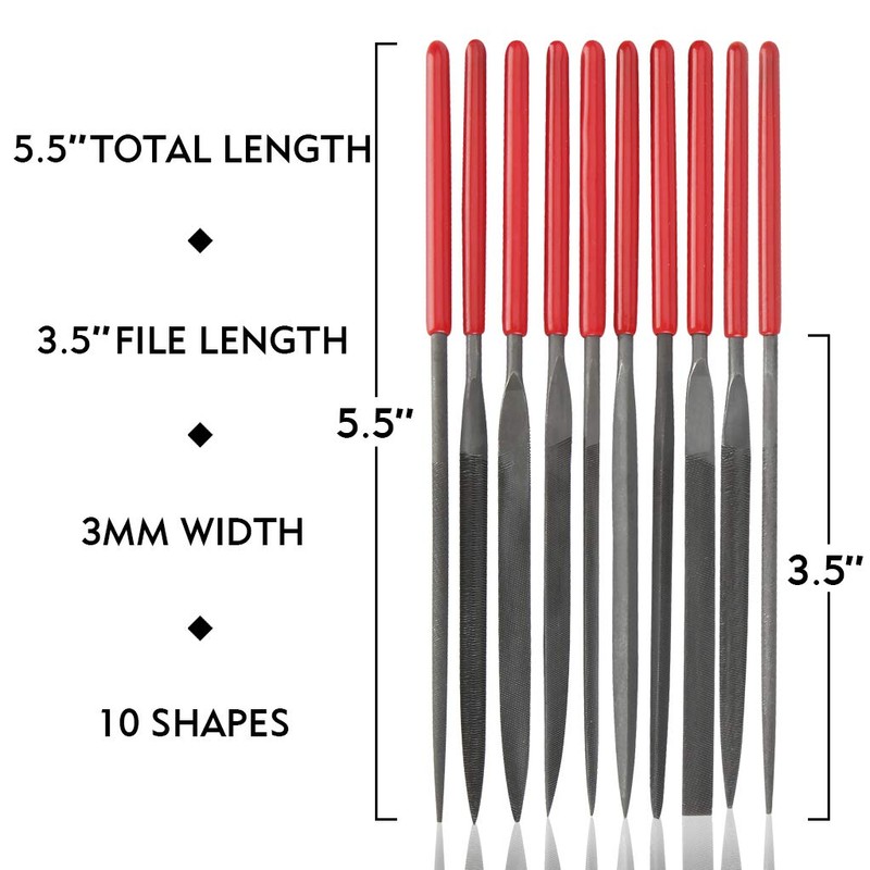 10Pcs Needle File Set- Hardened Alloy Steel, Mini Set Includes