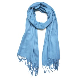 Gelante Bufanda de pashmina suave y lisa de colores sólidos., Azul (Sky Blue), Talla única
