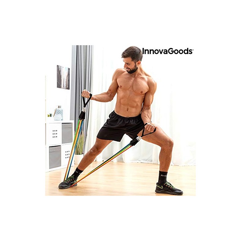 Set of Adjustable Stretch Bands with Accessories and Exercise Guide