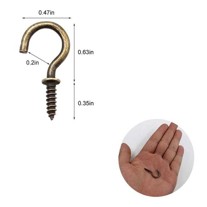 IDEALSV Small Bronze Ceiling Hooks - 5/8'' Screw-in Lights &