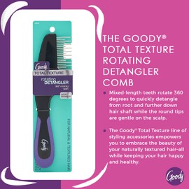 Goody Total Texture Rotating Detangler Brush - Glides Through All Textures, Coils and Curls While Being Gentle on Scalp - Wet or Dry Hair - Hair Accessories for Women and Girls - Non-Slip Grip