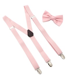 Man of Men Bowtie and Suspender Set for Men, Men’s Blush Pink Suspenders Bow Ties and Suspenders, Boys Women Tirantes Para Hombre, One Size Fits Most