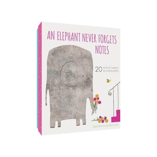 An Elephant Never Forgets Notes 20 Notecards & Envelopes (Cute Elephant Stationery, Blank Notecards)