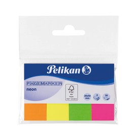 Pelikan 200253 Page Markers 20 x 50 mm Transparent 4 x 50 Sheets, Neon Mix