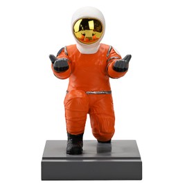 CYXStar Astronaut Resin Pen Holder, Mobile Phone Stand, Device Stand, Desk Organizer Decorative Pen Holder (Orange&Golden)