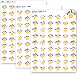 Day Shift Night Shift Planner Stickers 54 Fun Vinyl Stickers (1/2”)/Work Schedule/Essential Productivity Life Planner/Bujo Bullet Journaling/TODO to do Appointments (Three Sheets, Day Shift)