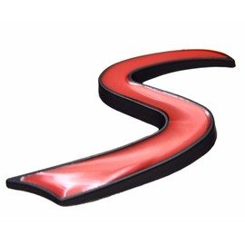 Metal Black Outlining Red S Lettering Front Grille Grill Chrome w/Mount Emblem Badge for MINI Cooper R50 R53 R55 R56 R57 R59 F56 F55