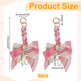CRAFTYMELODY 2Pcs Bag Extender Chain with Bow Ribbon Bowknot Purse Chain Strap Extender Replacement 17cm Scarf Decoration Pink for Handbags Women Decoration Accessory Purse Making Supplies